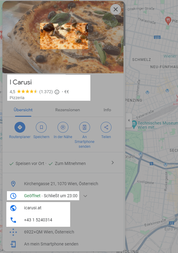 Ein positives Beispiel für einen gut gepflegten Google My Business Eintrag